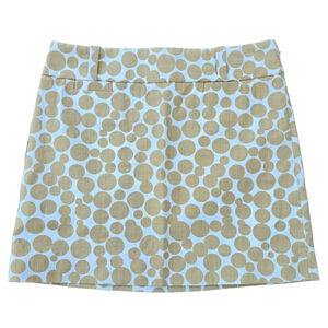 Mini Skirt Size 2 J.Crew Tan White Polka Dots Side Zip Pockets